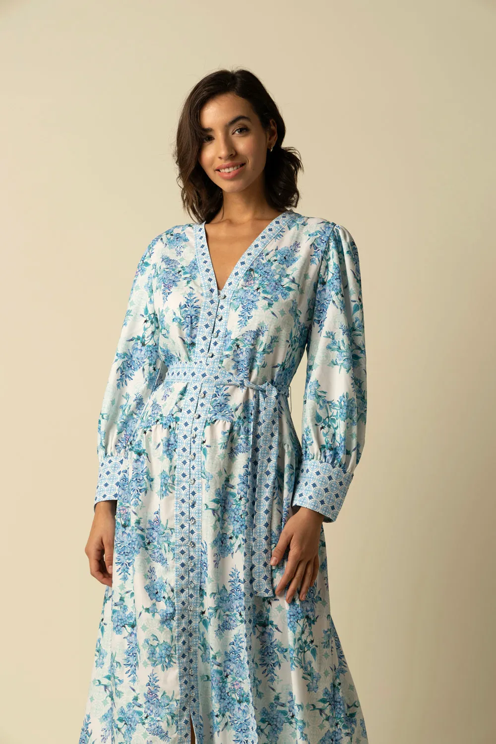 Aaliyah Blue Cotton Dress