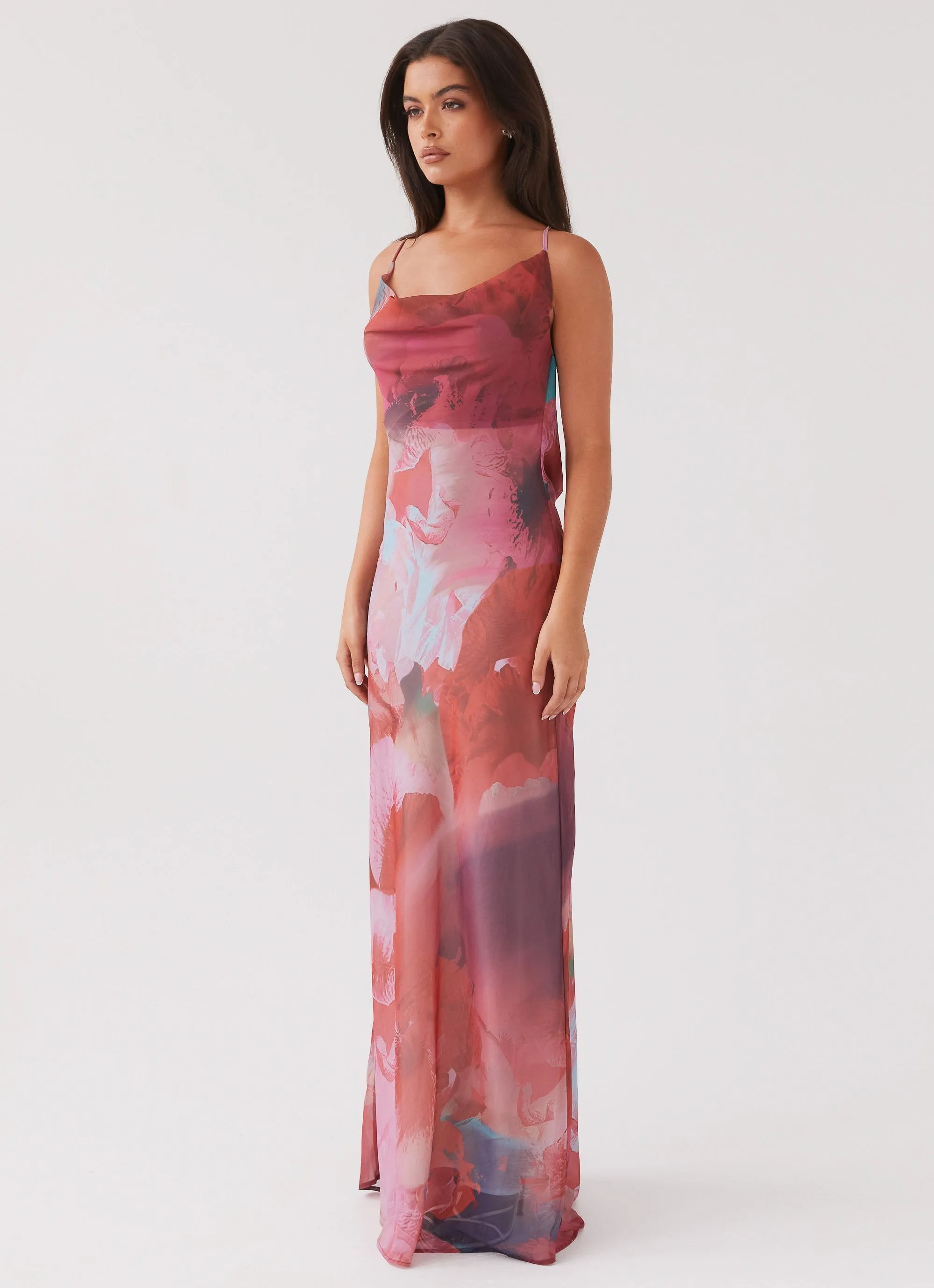 Abigail Cowl Maxi Dress - Scarlet Burst