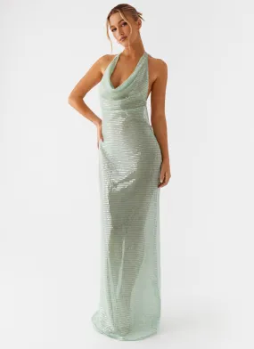 Above the Clouds Cowl Maxi Dress - Green