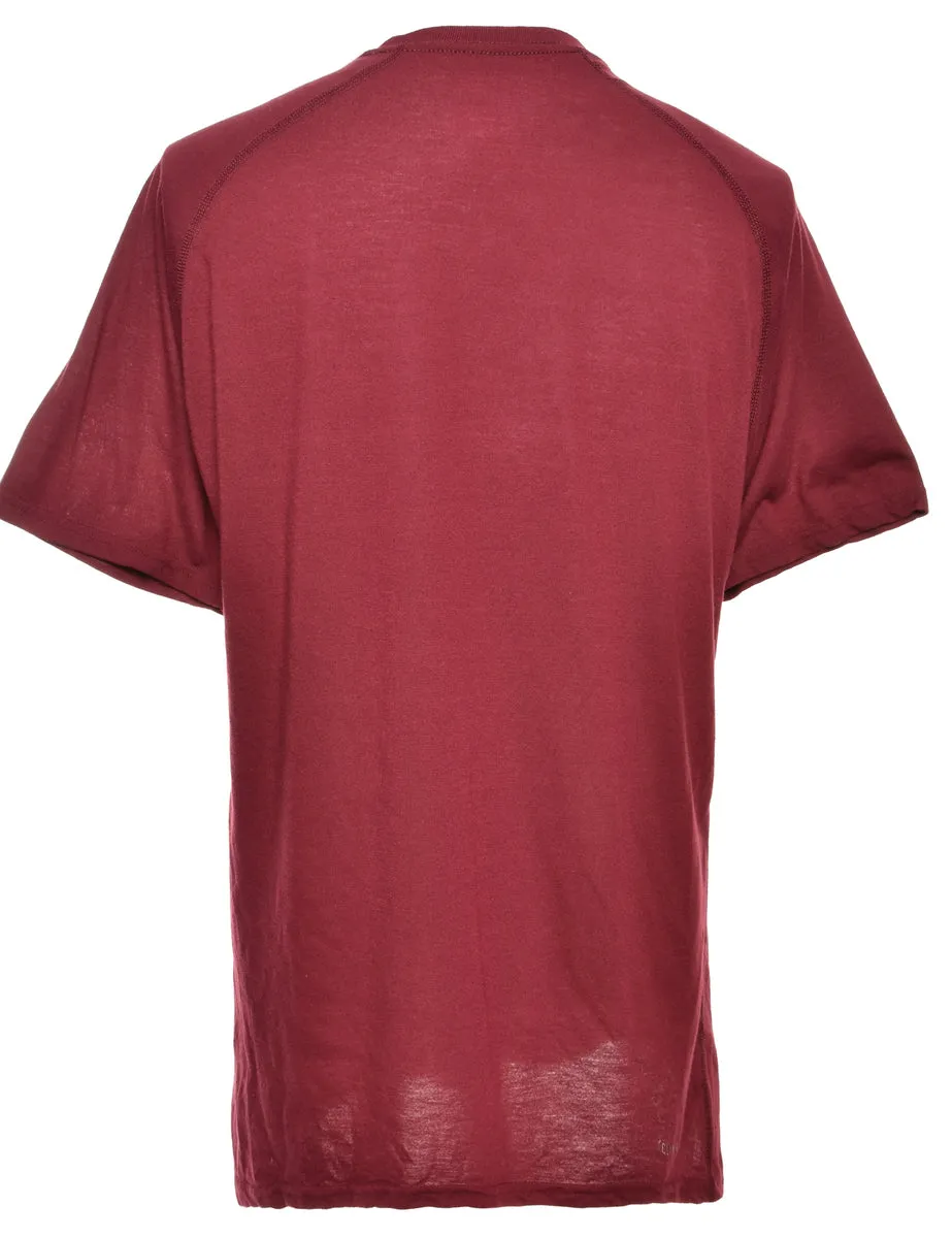 Adidas Maroon Printed T-shirt - L