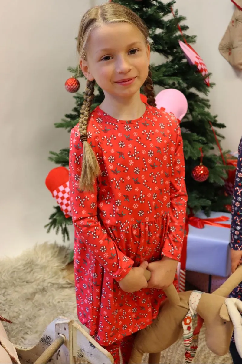 Alma Ls Babydoll Dress (Kids) | Candycane Red | Kjole fra Liberté Ami