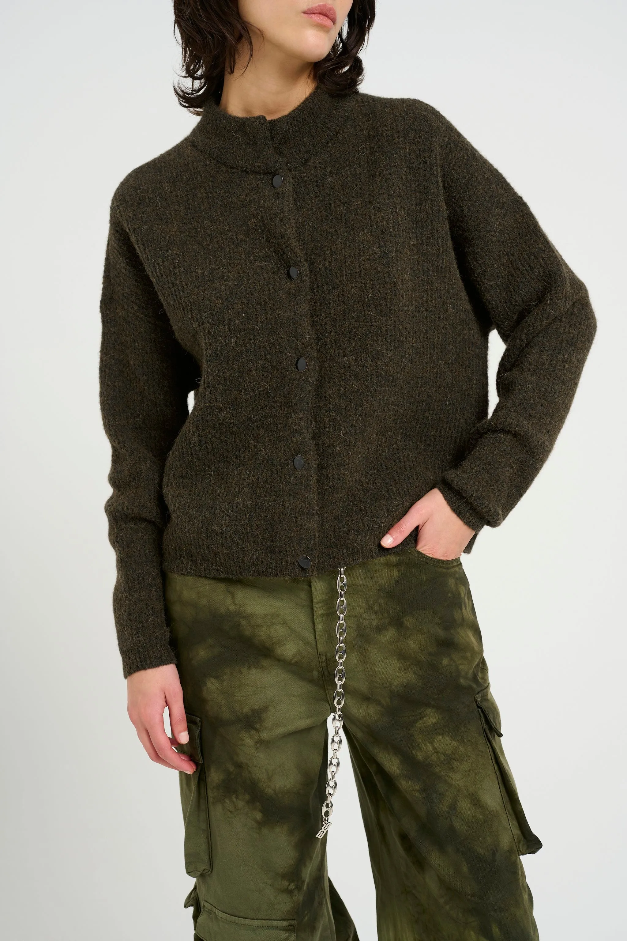 AlphaGZ Short Cardigan - Olive Melange