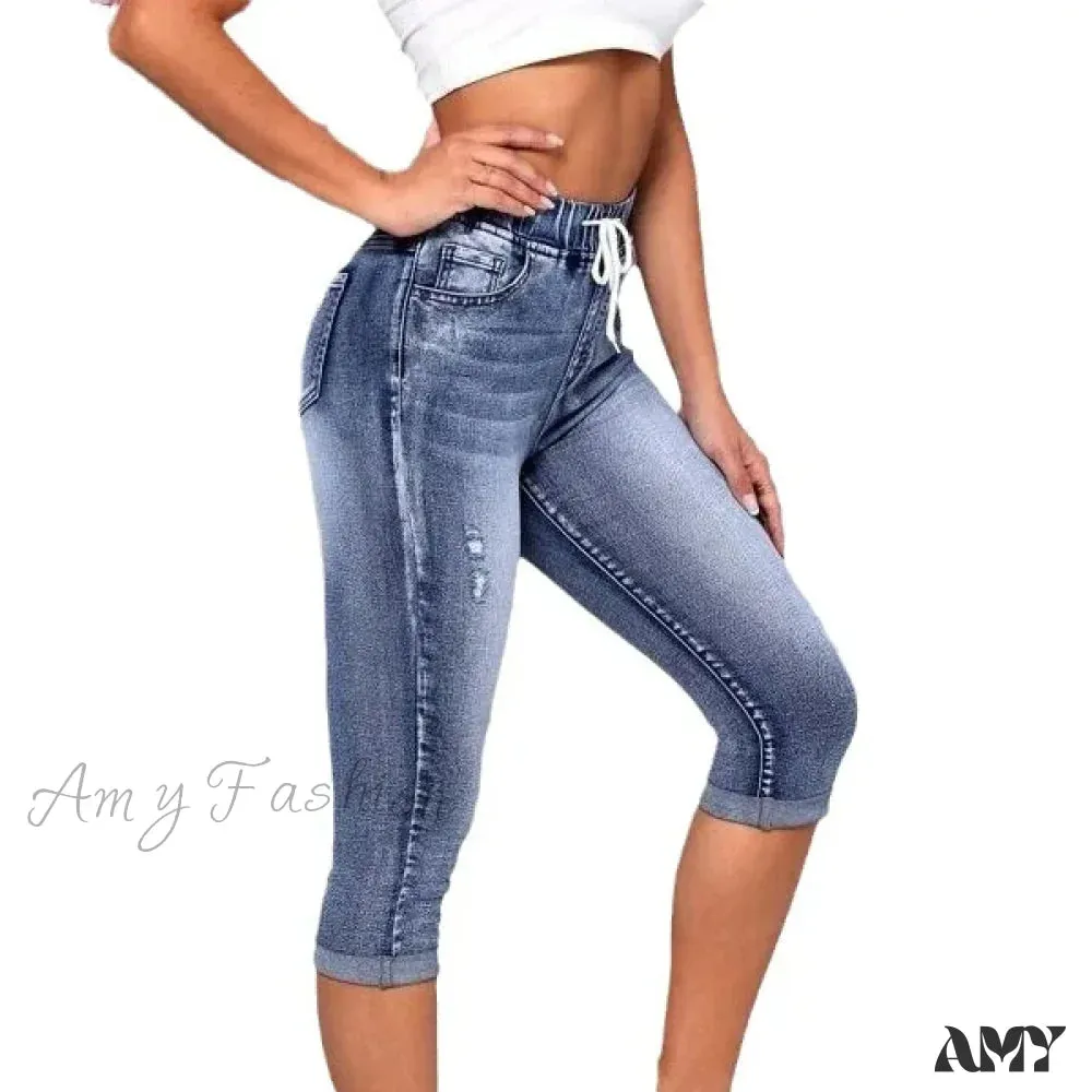 Amy Fashion - High Stretch Skinny Elastic Calf-Length Casual Fashion Female New Jean