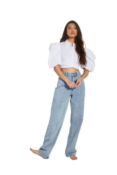 Antique Blue High-Waist Wide Leg 90s Jeans