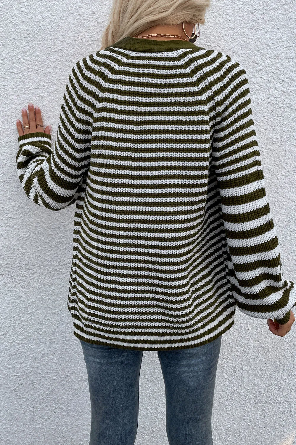 *APP EXCLUSIVE* Striped Vneck Button-Down Cardigan