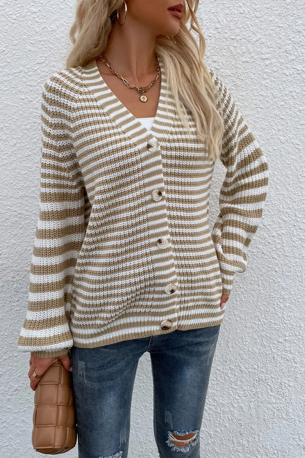 *APP EXCLUSIVE* Striped Vneck Button-Down Cardigan