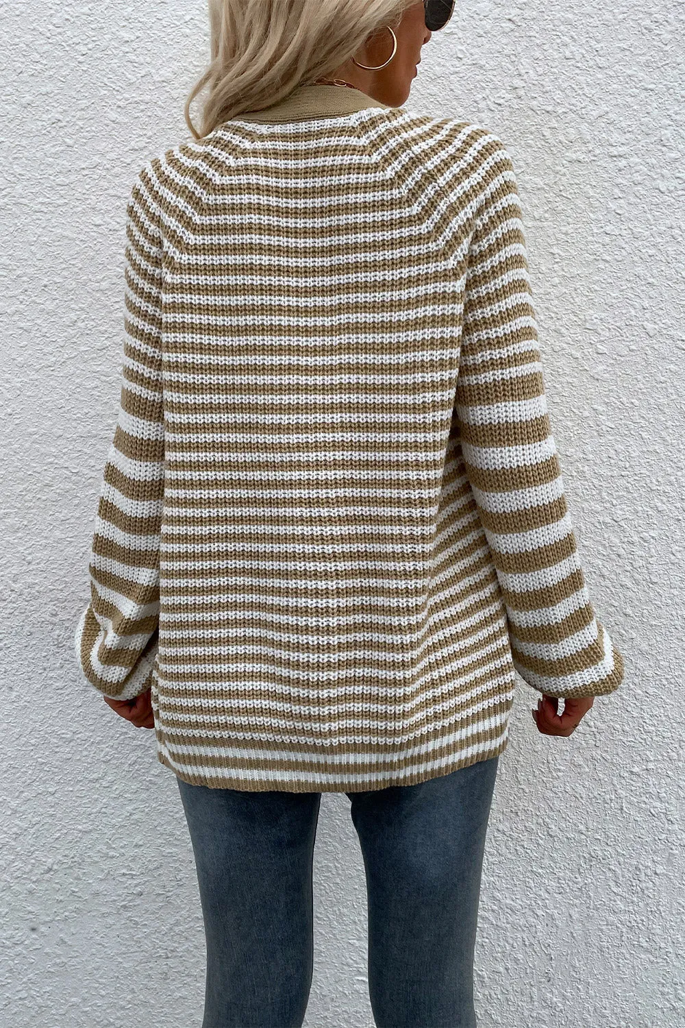 *APP EXCLUSIVE* Striped Vneck Button-Down Cardigan