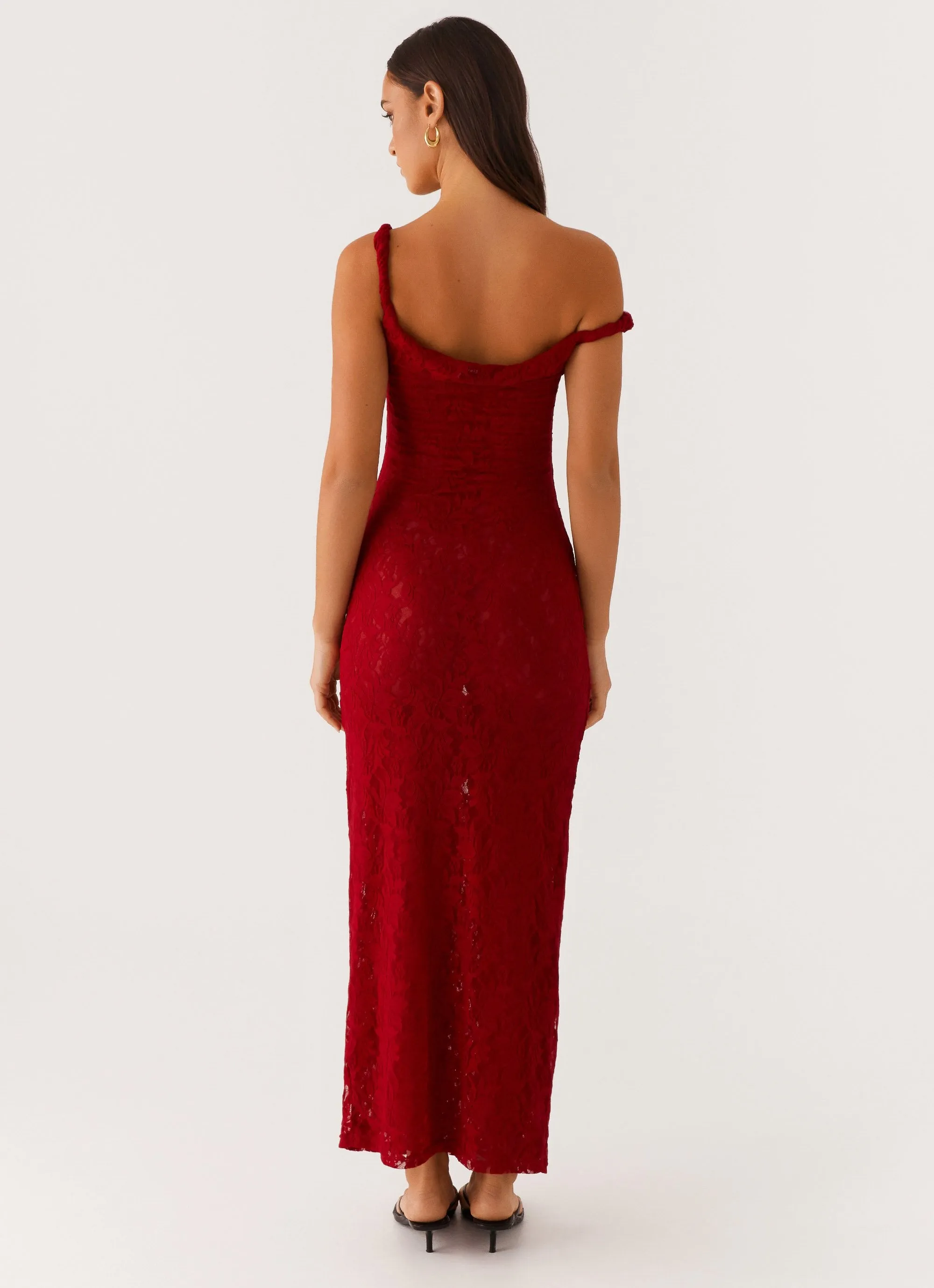 Arabella Twist Shoulder Maxi Dress - Maroon