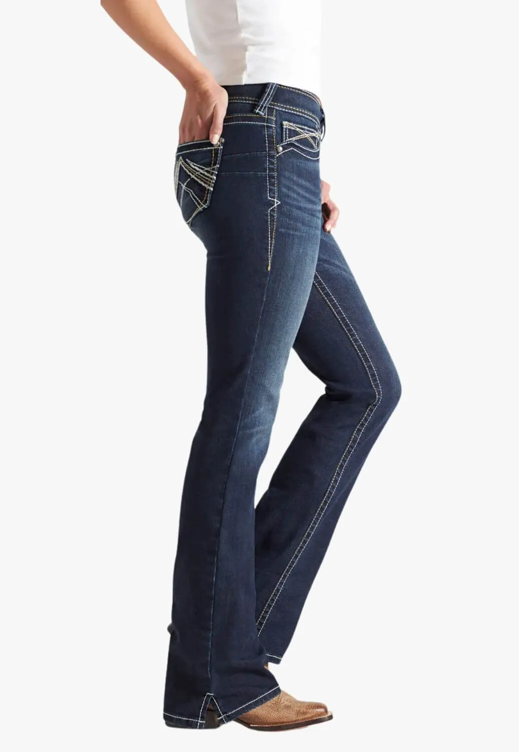 Ariat Womens REAL Mid Rise Whipstitch Jean