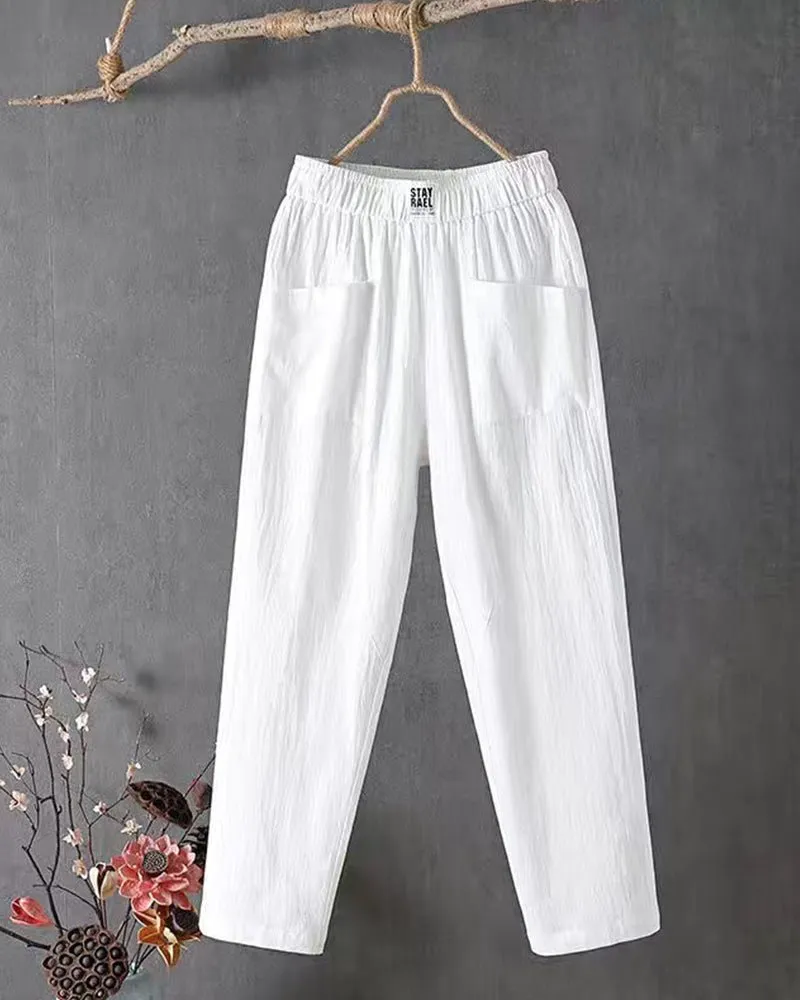 Ariella | Cotton and Linen High-Waisted Pants