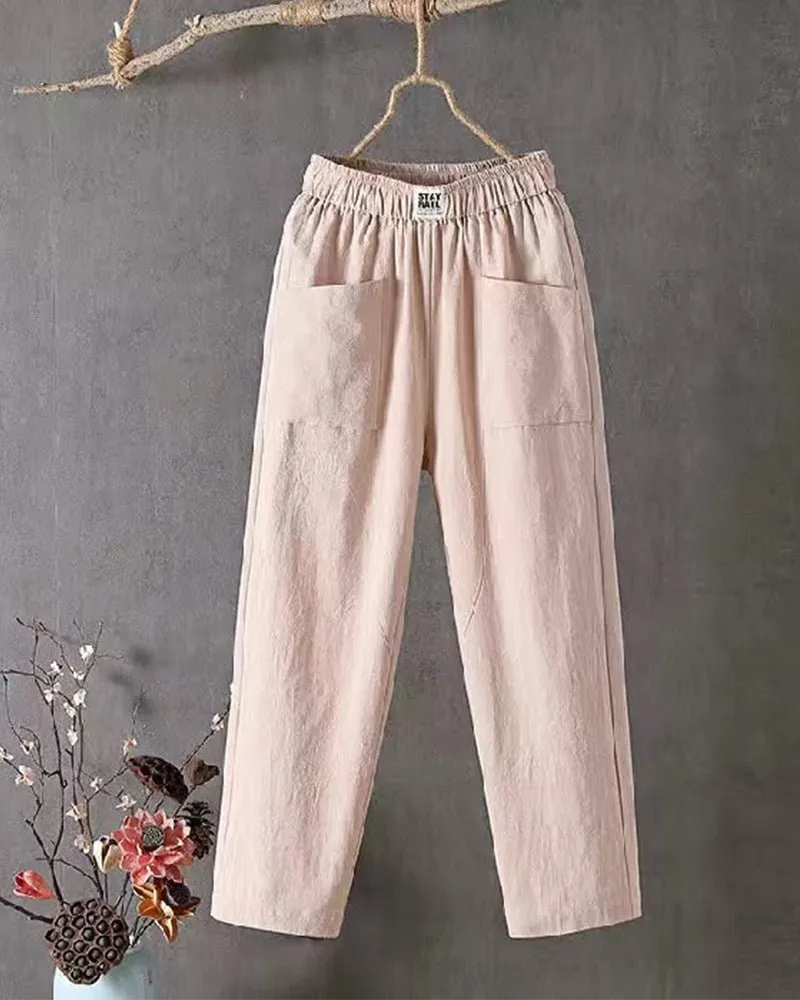 Ariella | Cotton and Linen High-Waisted Pants