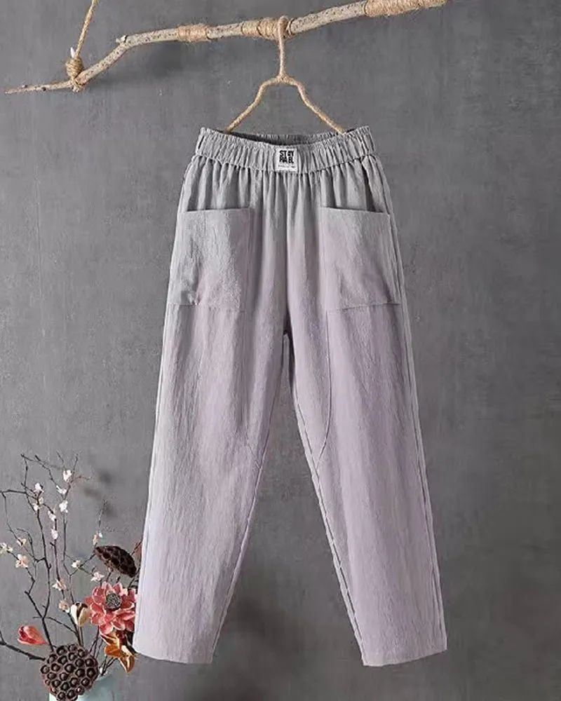 Ariella | Cotton and Linen High-Waisted Pants