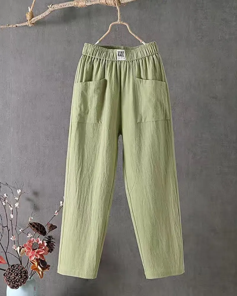 Ariella | Cotton and Linen High-Waisted Pants