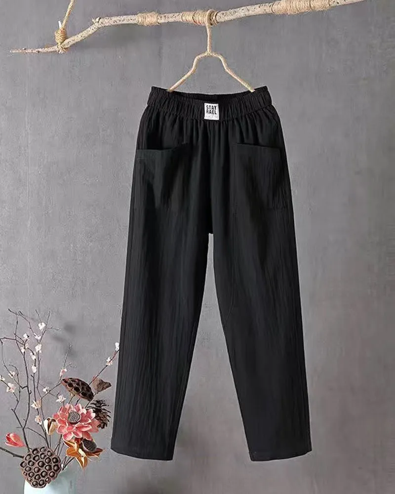 Ariella | Cotton and Linen High-Waisted Pants