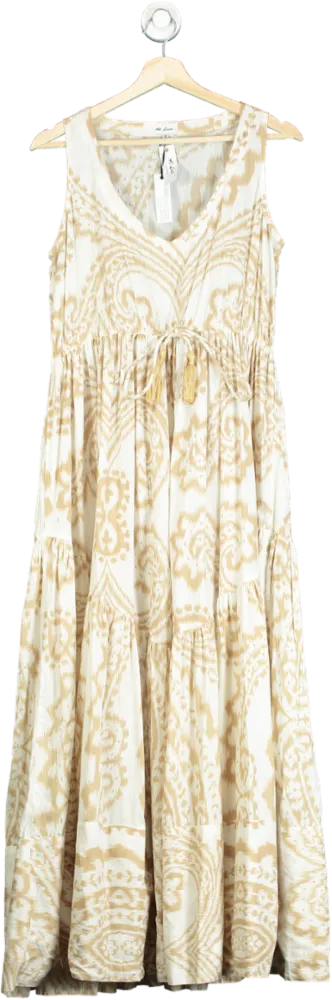 At Last Beige Patterned Maxi Dress UK S