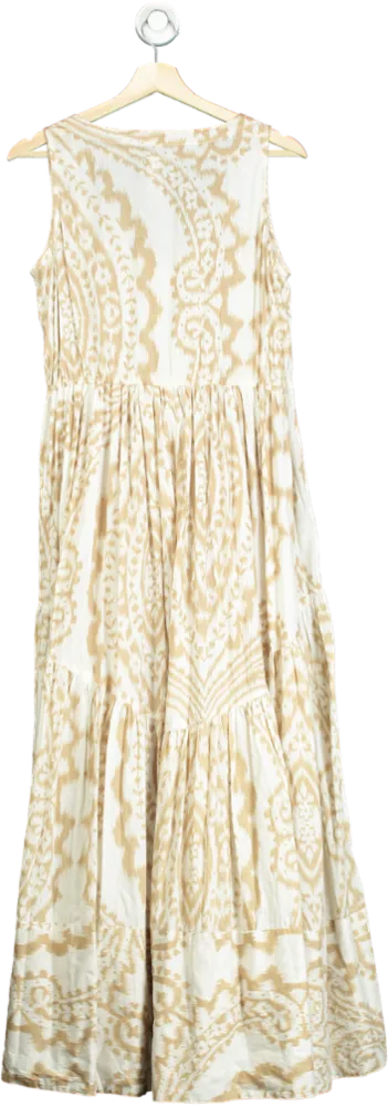 At Last Beige Patterned Maxi Dress UK S