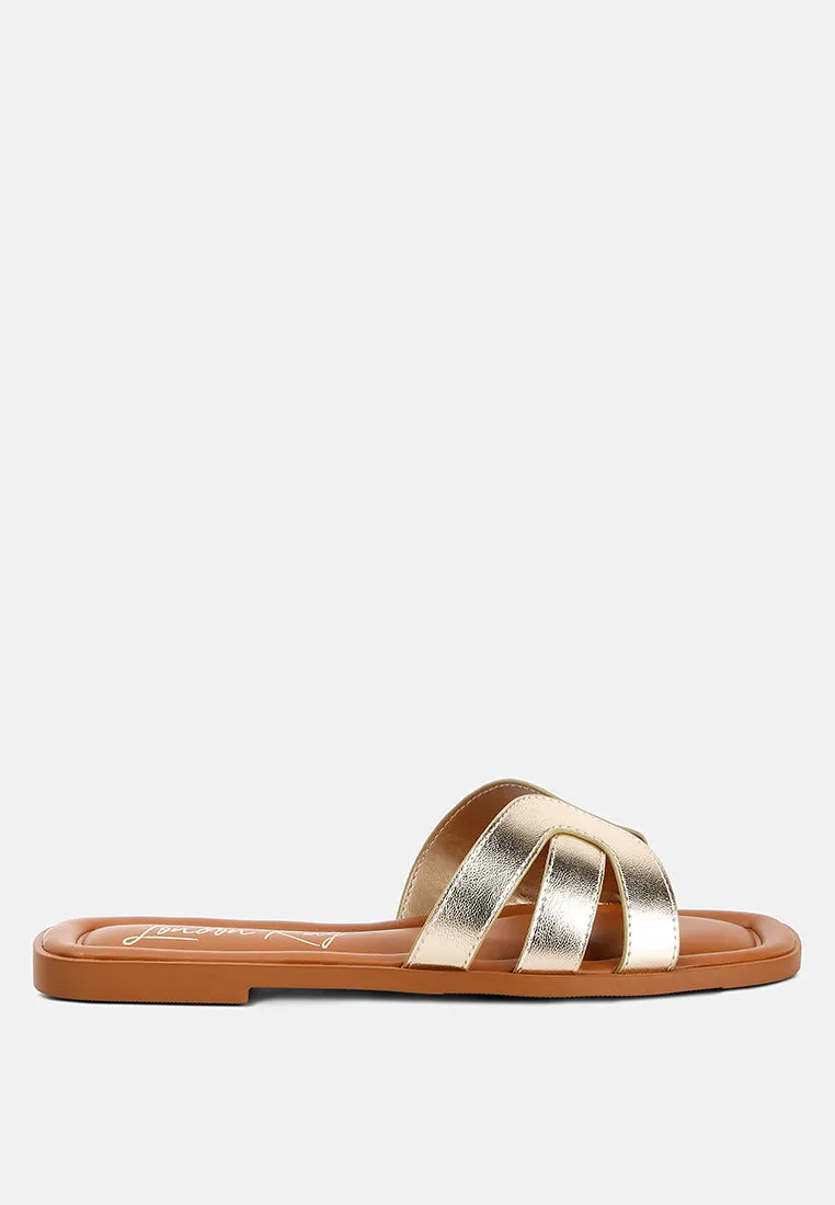 Aura Faux Leather Flat Sandals