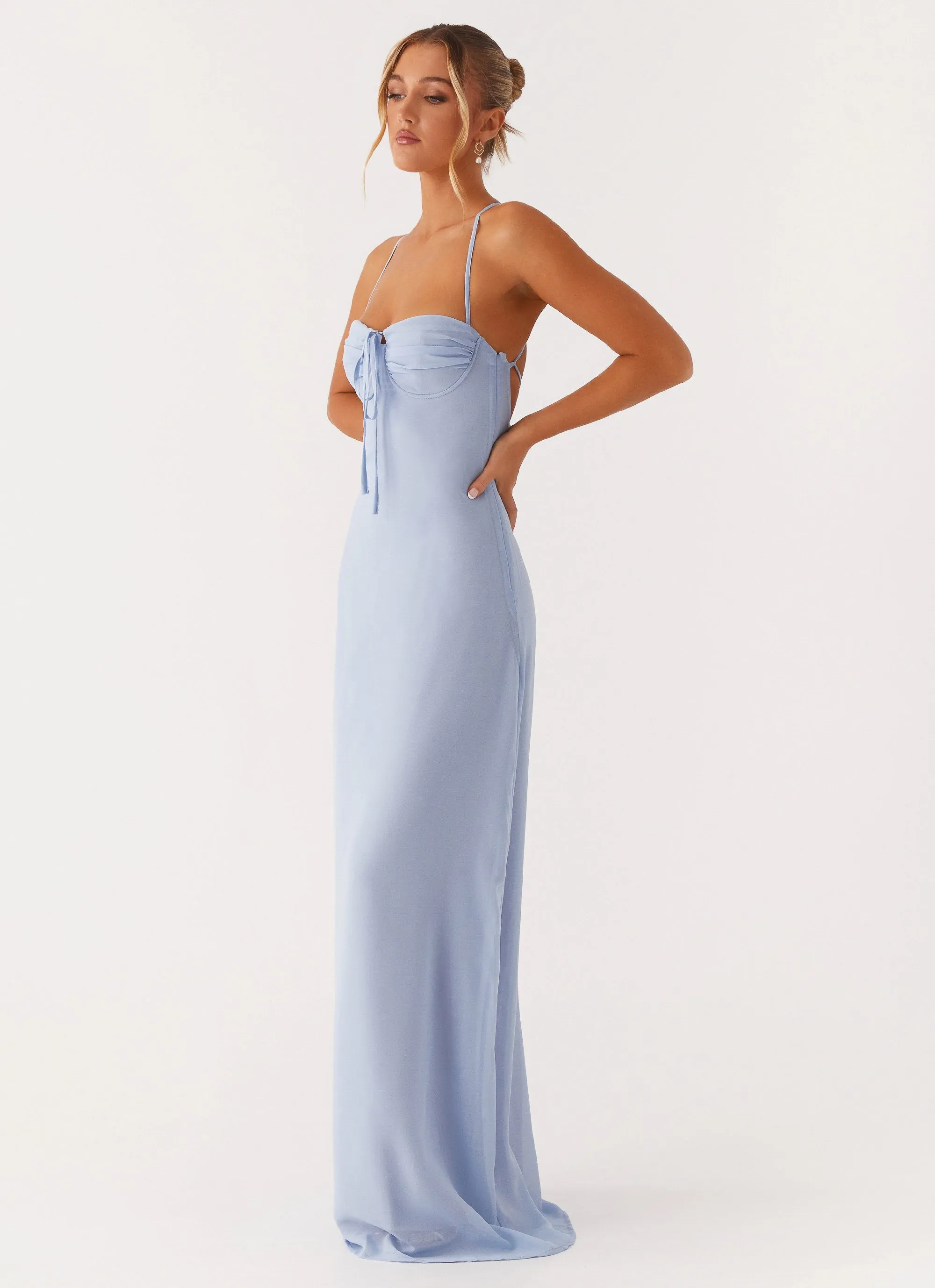 Aveline Bustier Maxi Dress - Blue