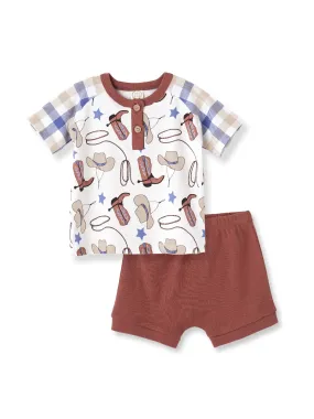 Baby Boy's Western Cowboy Bamboo Set