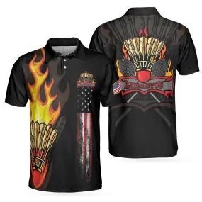 Badminton Flame Short Sleeve Polo Shirt, Black Theme American Flag Badminton Polo Shirt, Best Badminton Shirt For Men