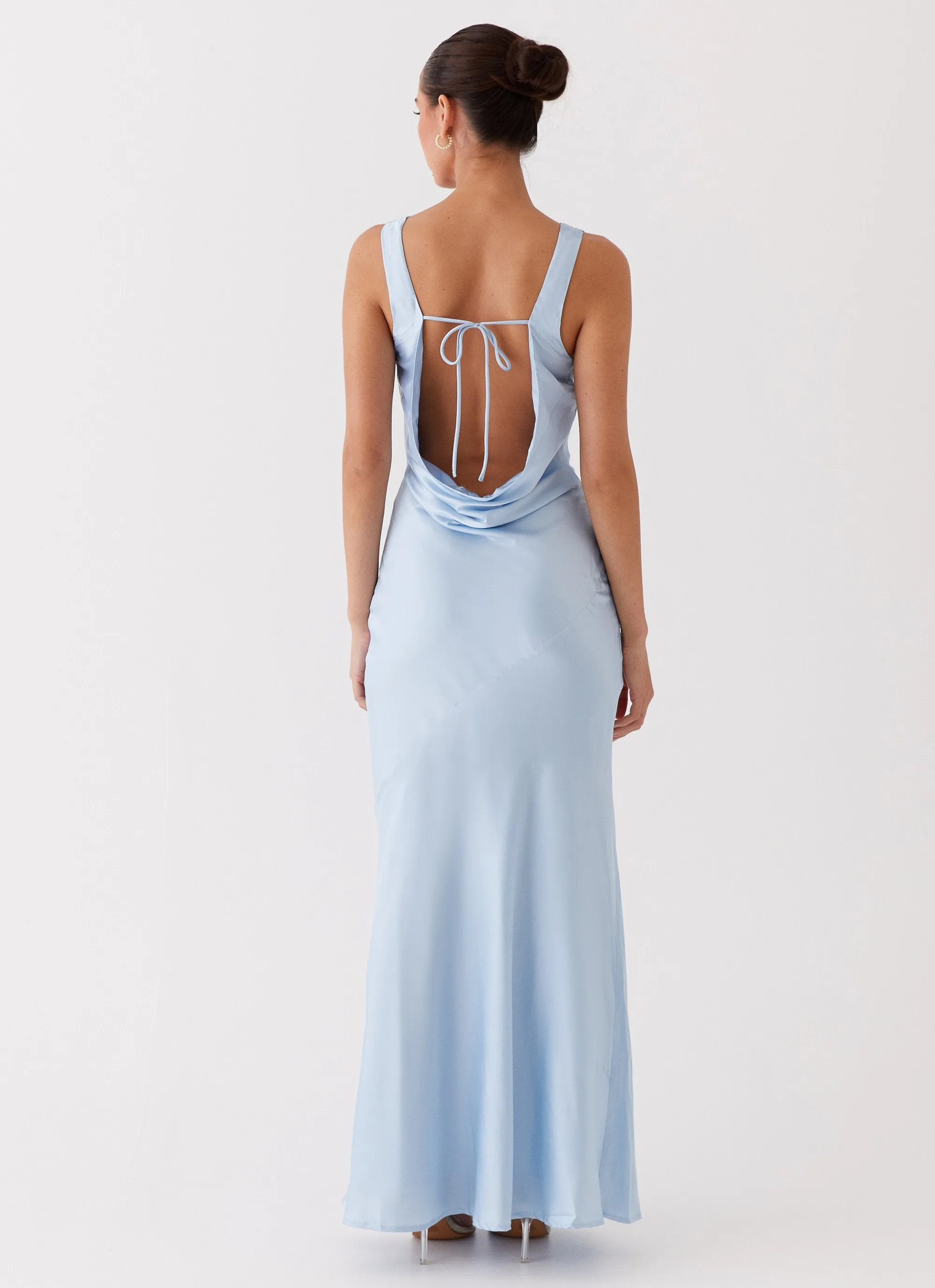 Be Mine Satin Maxi Dress - Blue