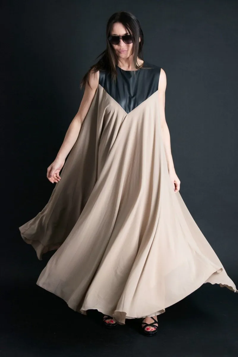 Beige Maxi Summer Dress NADIA