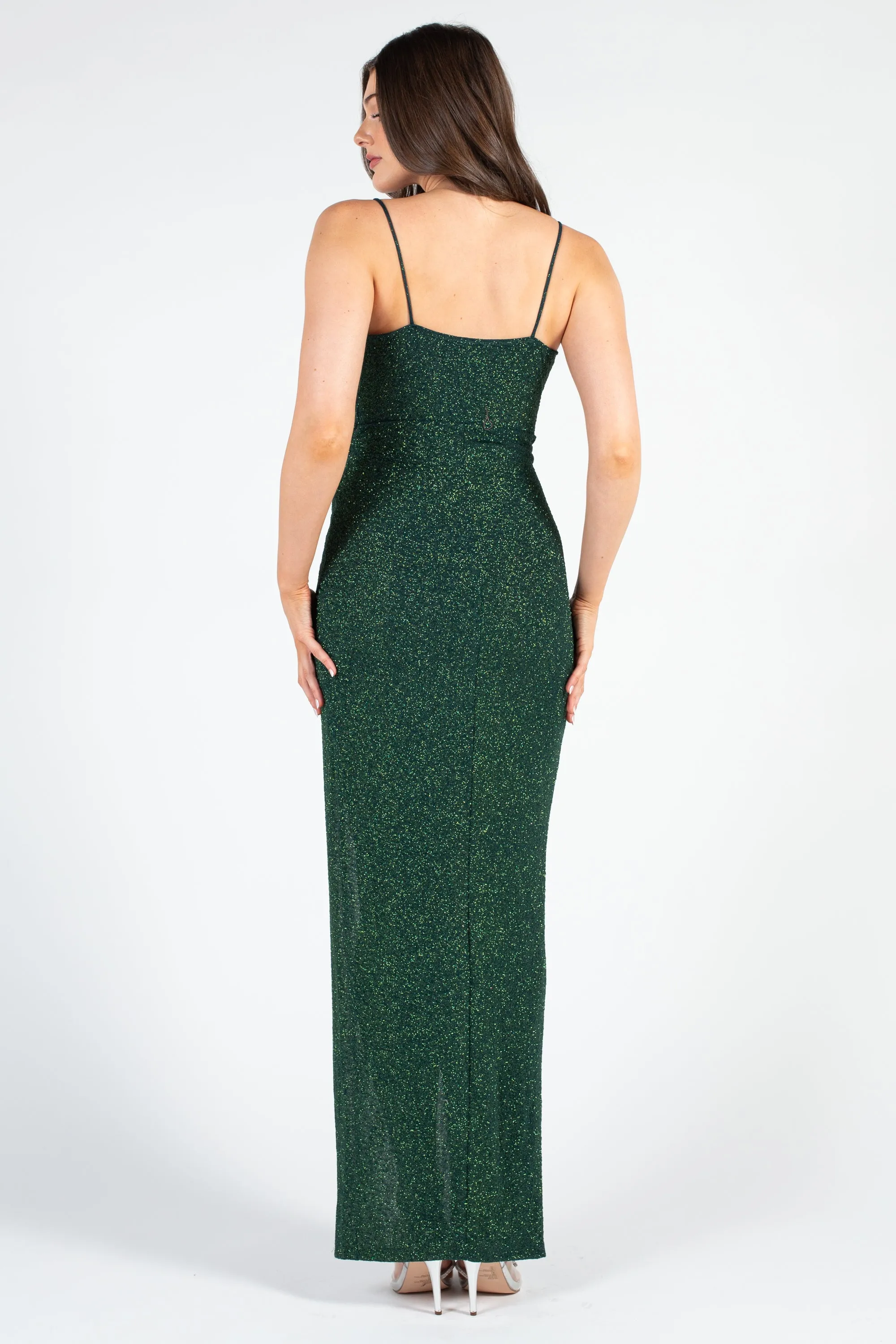 Bianca Side Ruched Shimmer Maxi Dress