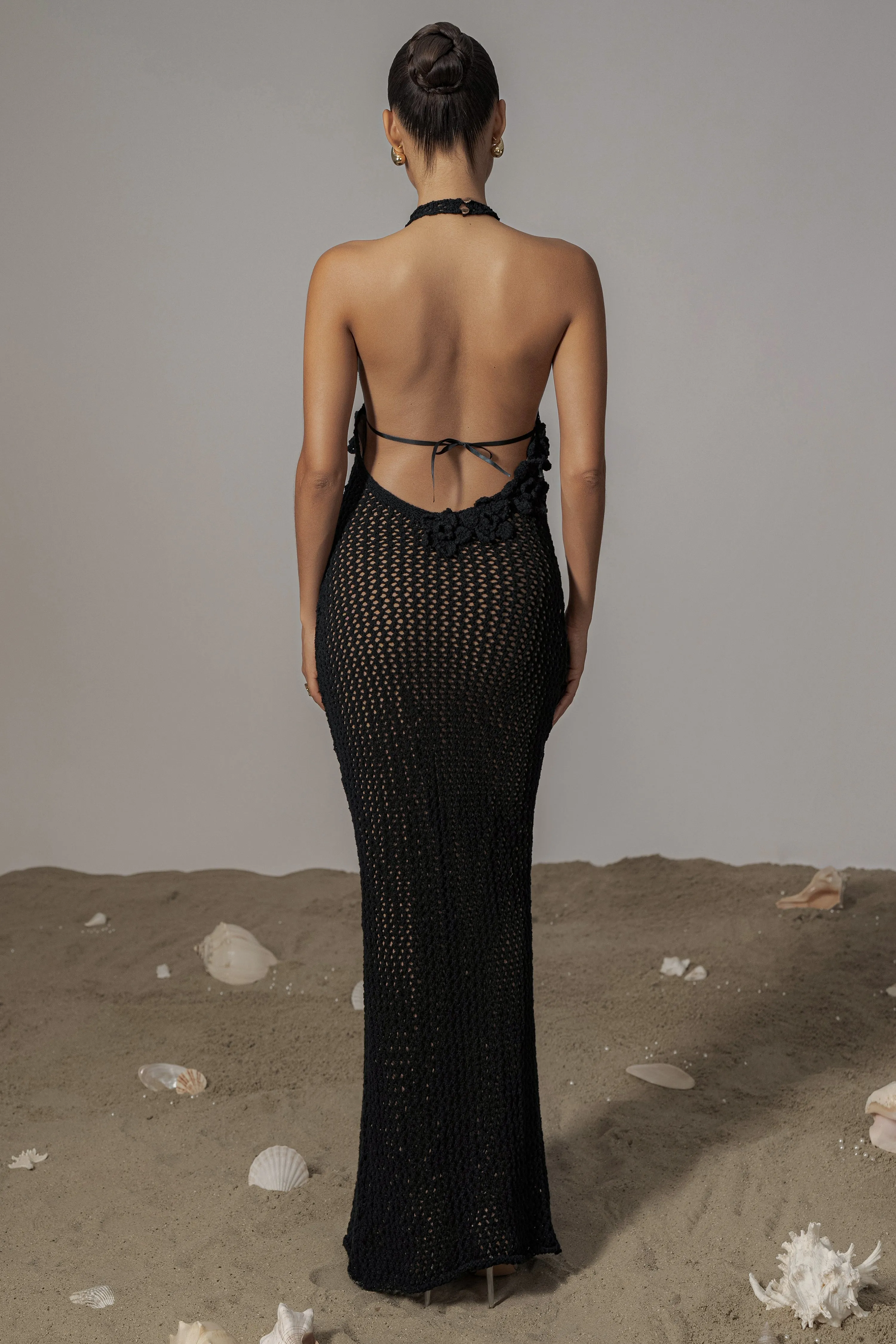 Black Paradise Crochet Maxi Dress