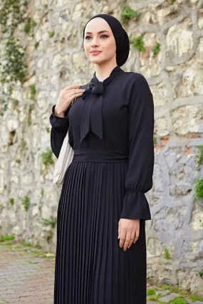 Black Pleated Maxi Dress