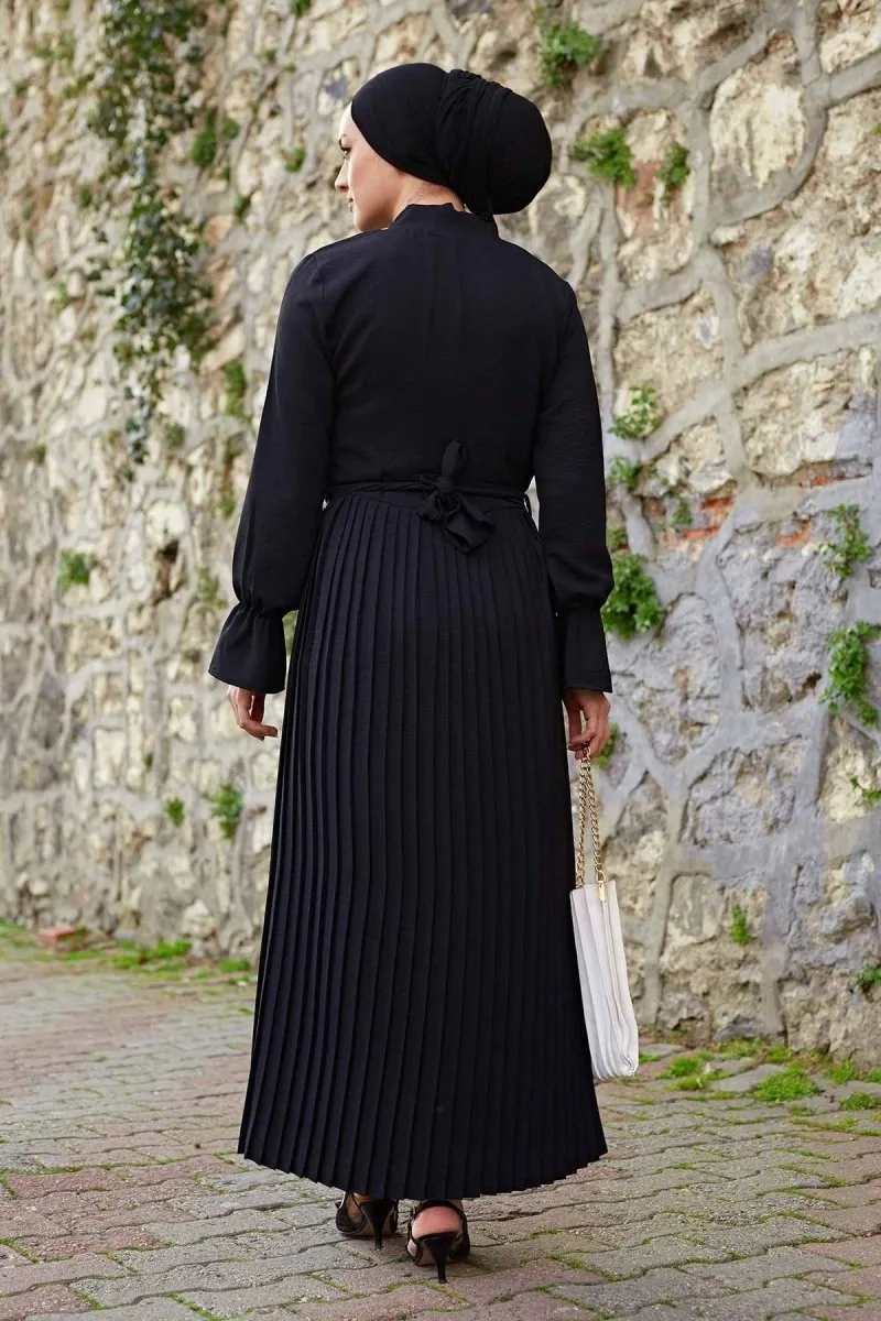 Black Pleated Maxi Dress