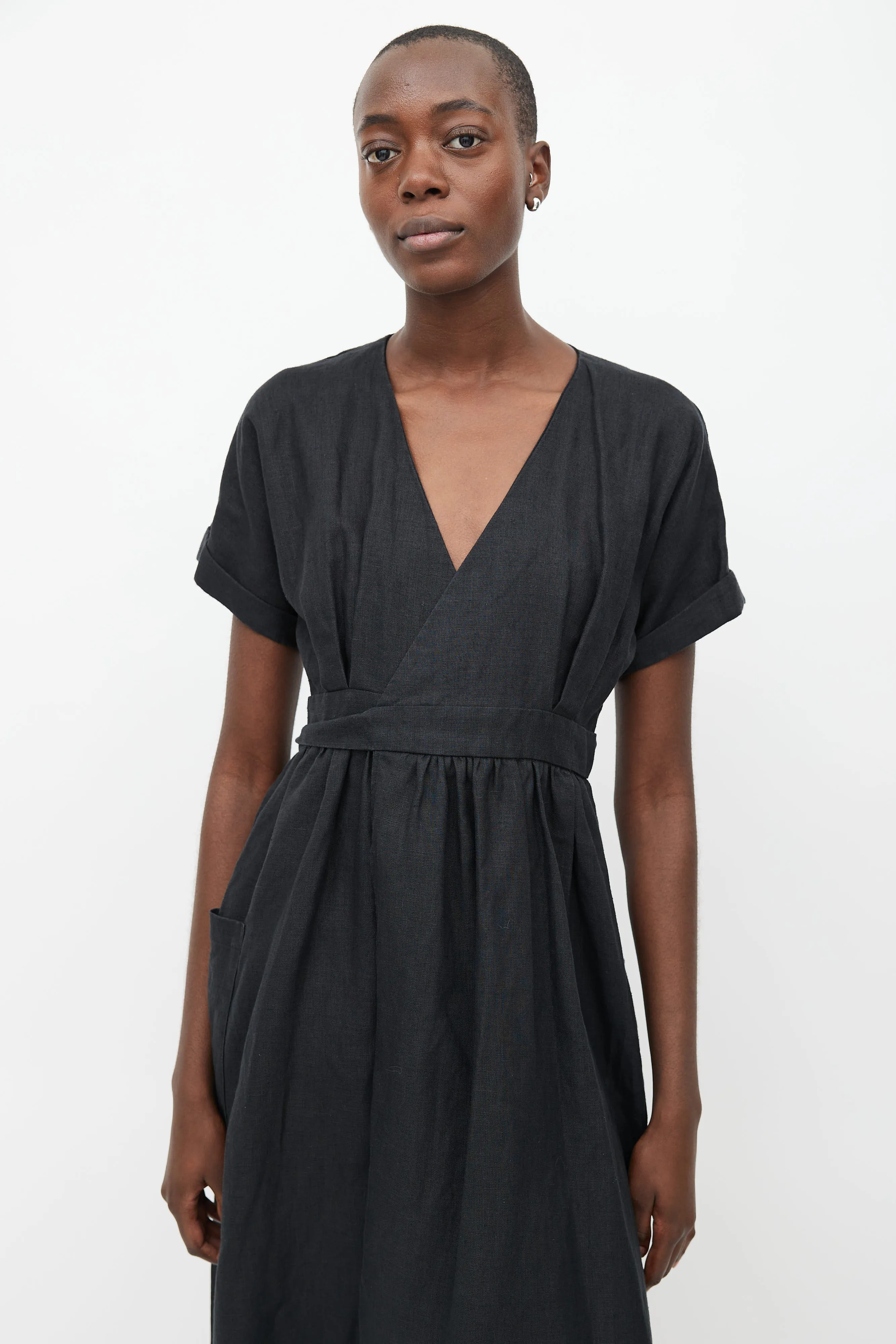 Black Wrap Midi Dress