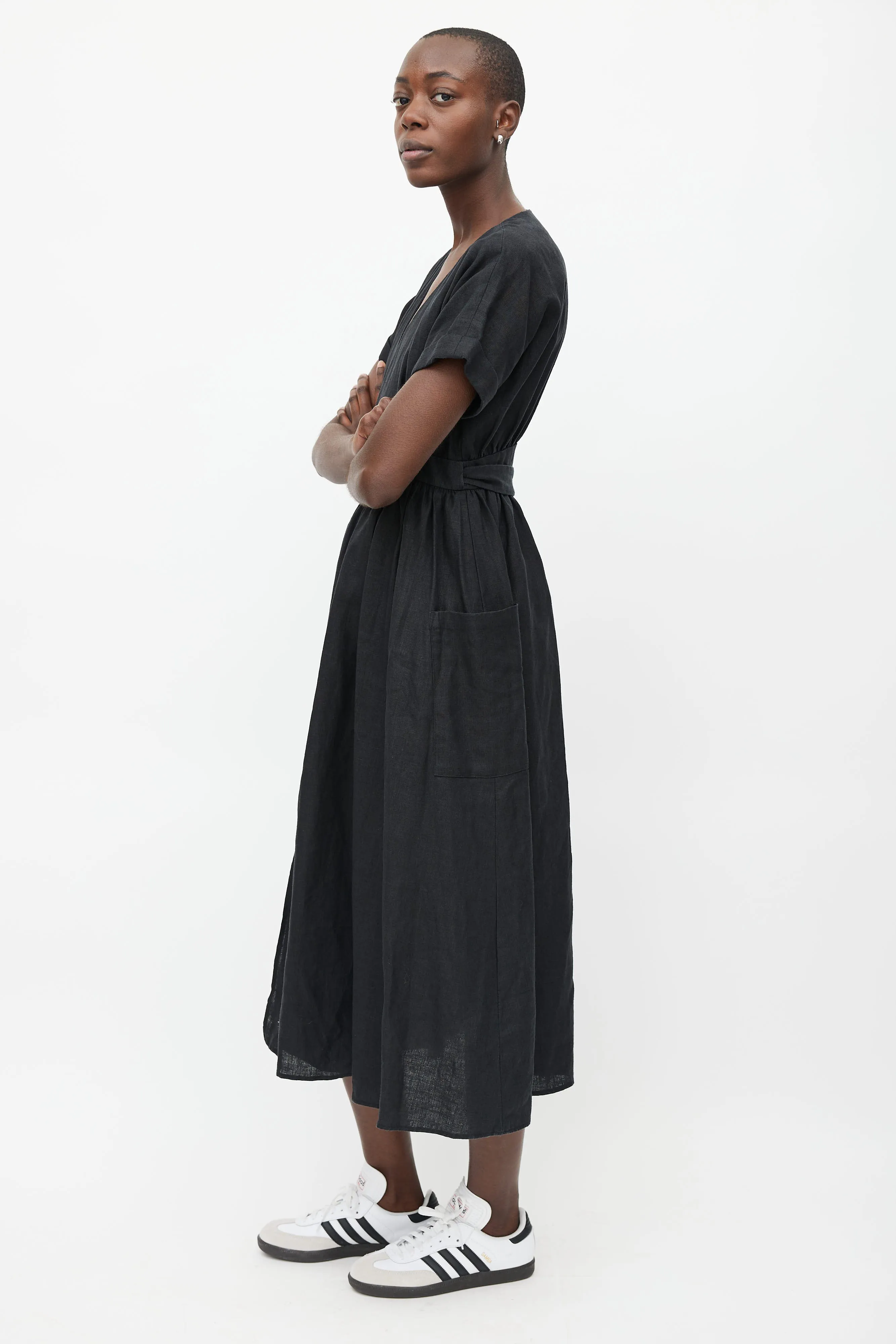 Black Wrap Midi Dress