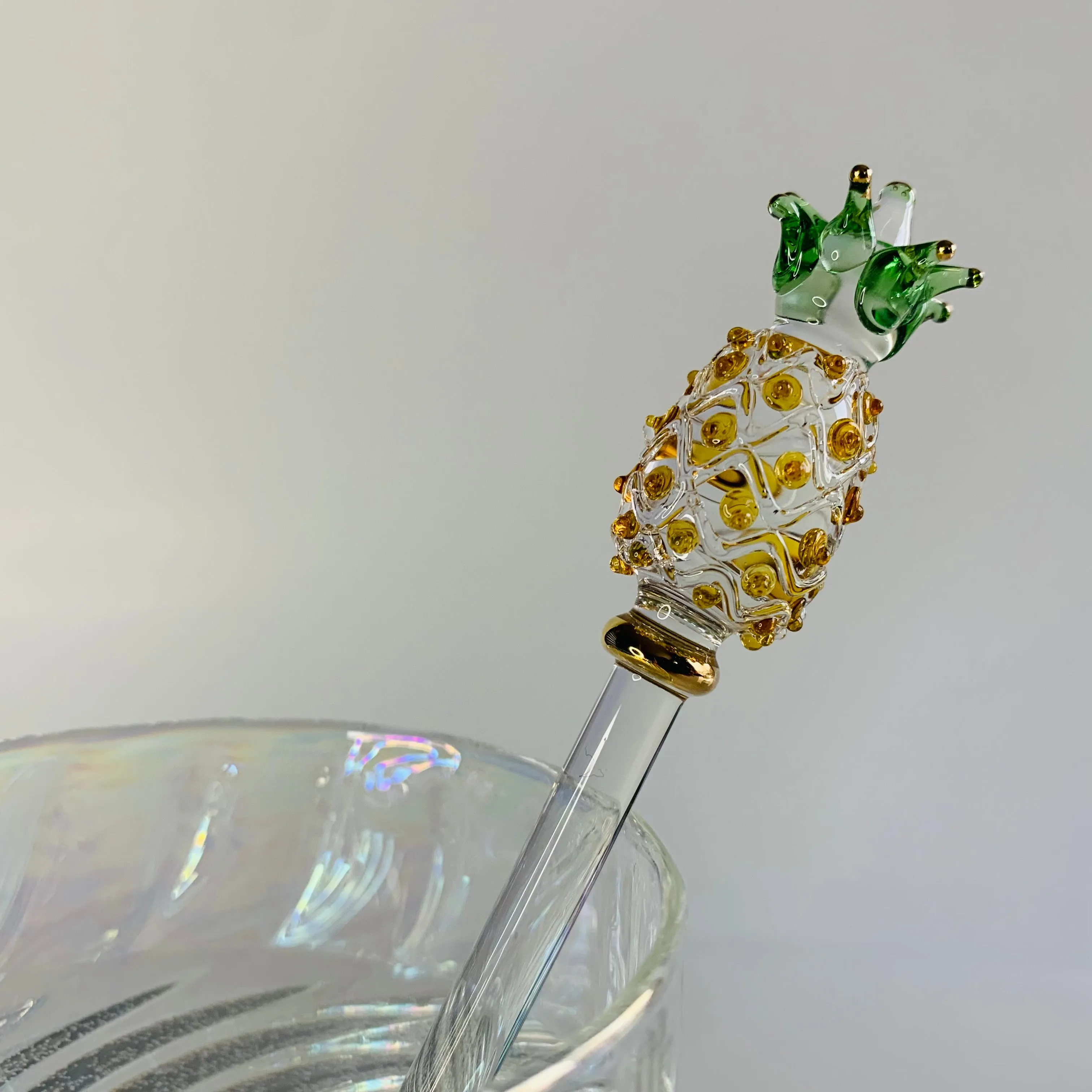 Blown Glass Cocktail Stirrer - Pineapple