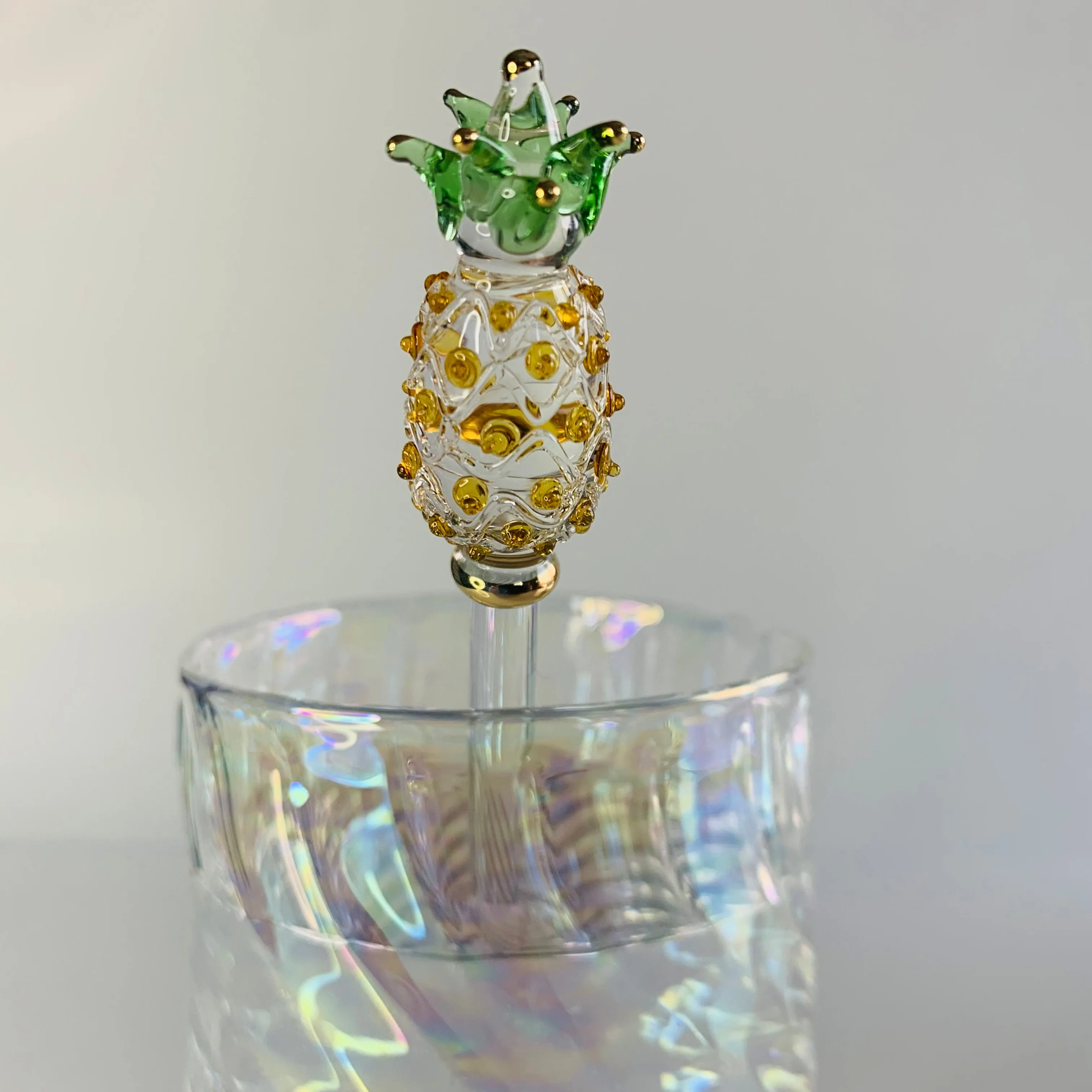 Blown Glass Cocktail Stirrer - Pineapple