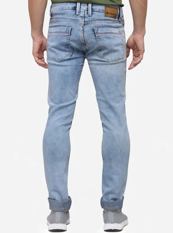 Blue Solid Narrow Fit Jeans | Greenfibre