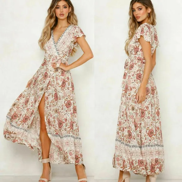 Boho Beach Wrap Dress