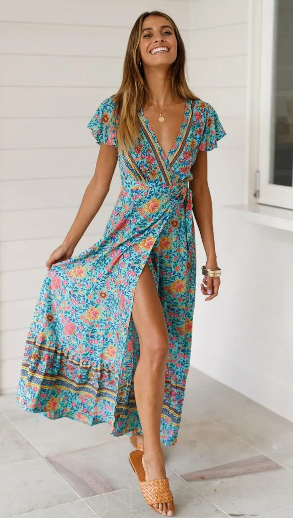 Boho Beach Wrap Dress