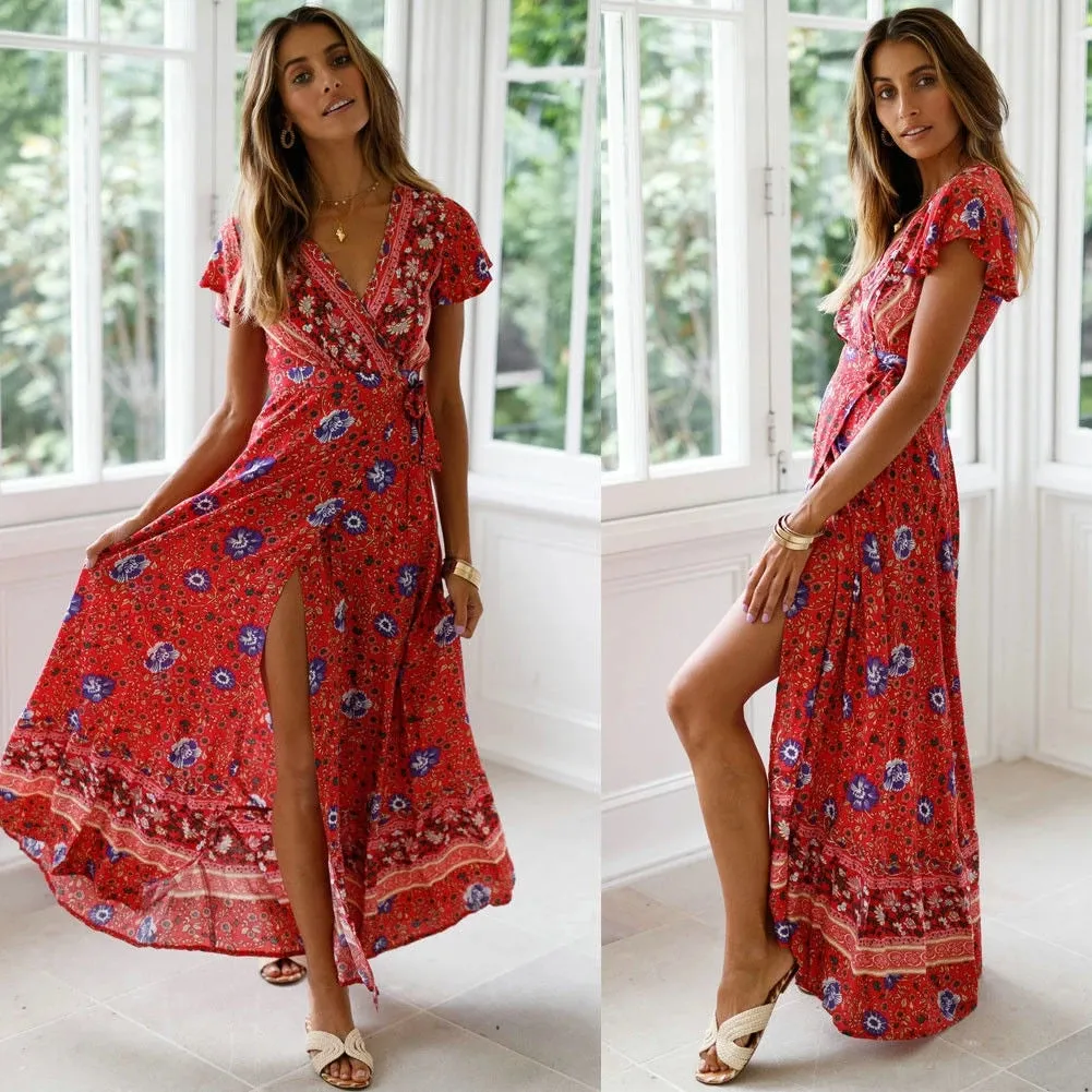 Boho Beach Wrap Dress