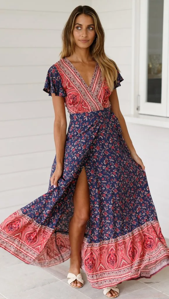 Boho Beach Wrap Dress