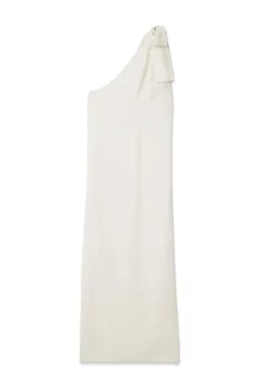 Bow-detailed One-shoulder Woven Maxi Dress