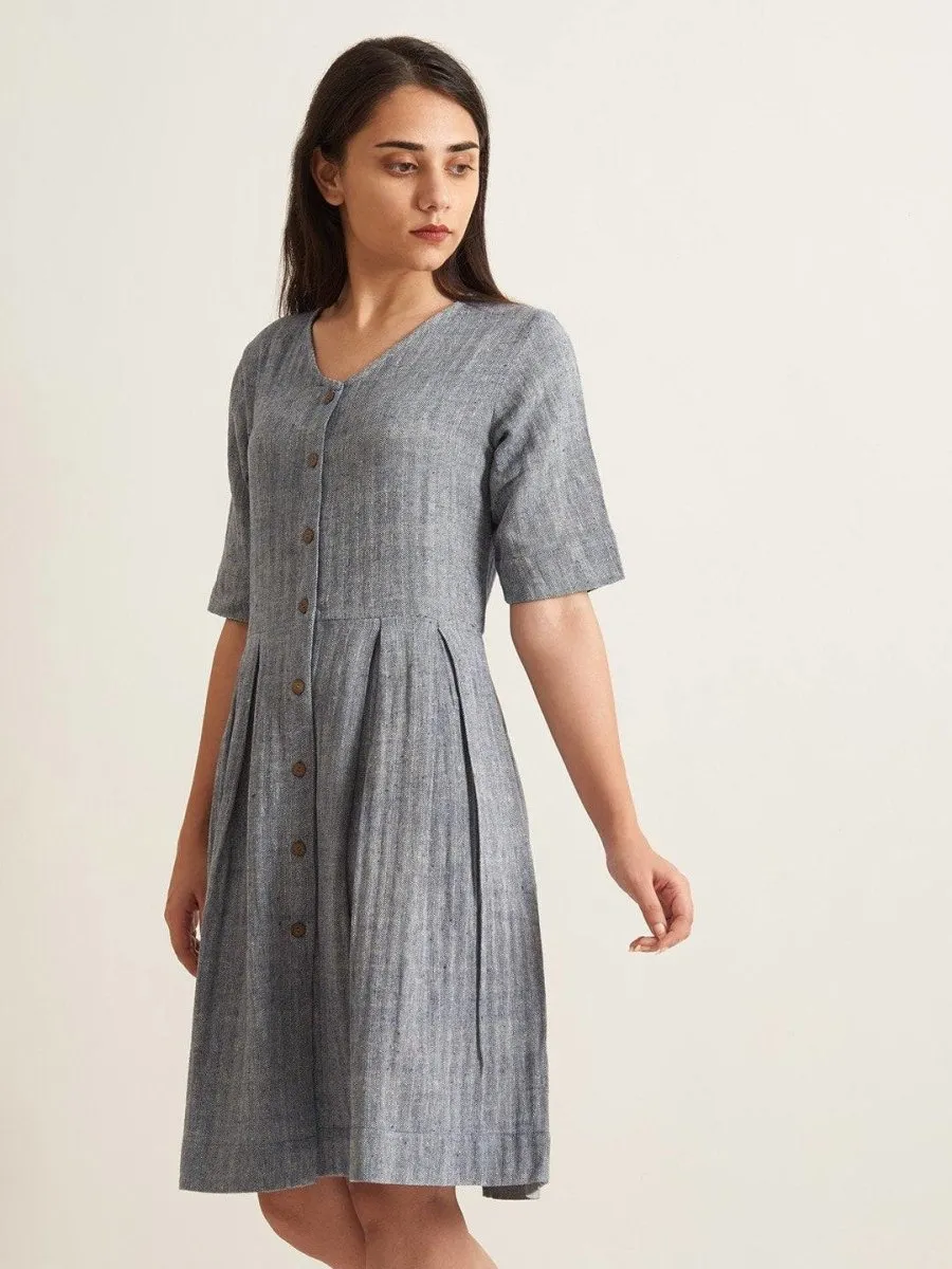 Box Pleat Shirt Dress - Twill Weave