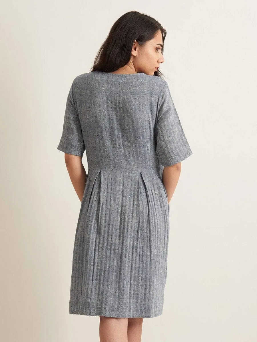 Box Pleat Shirt Dress - Twill Weave