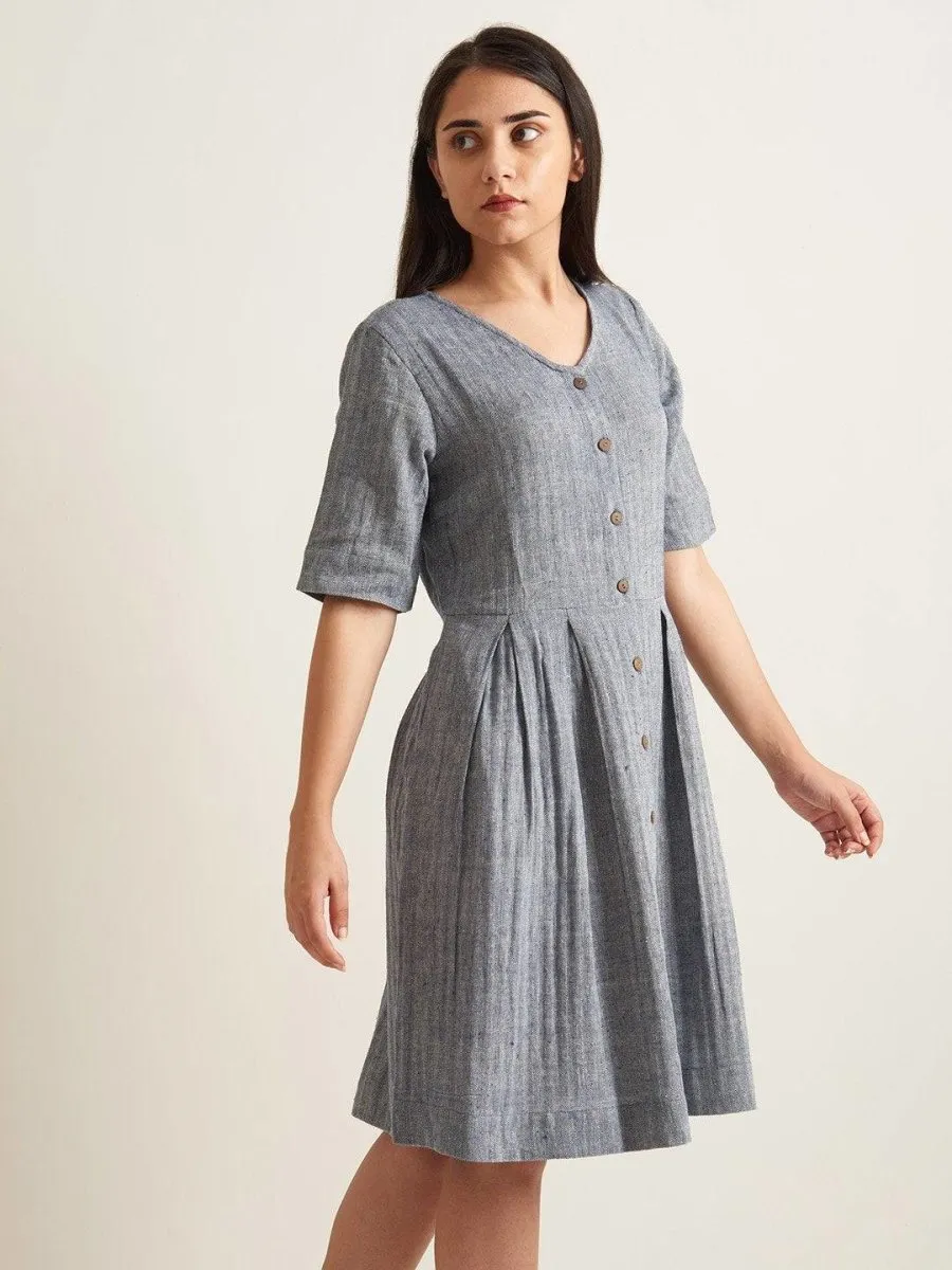 Box Pleat Shirt Dress - Twill Weave