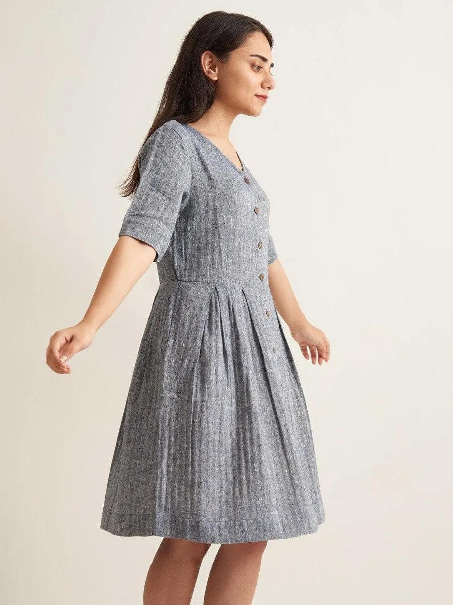 Box Pleat Shirt Dress - Twill Weave