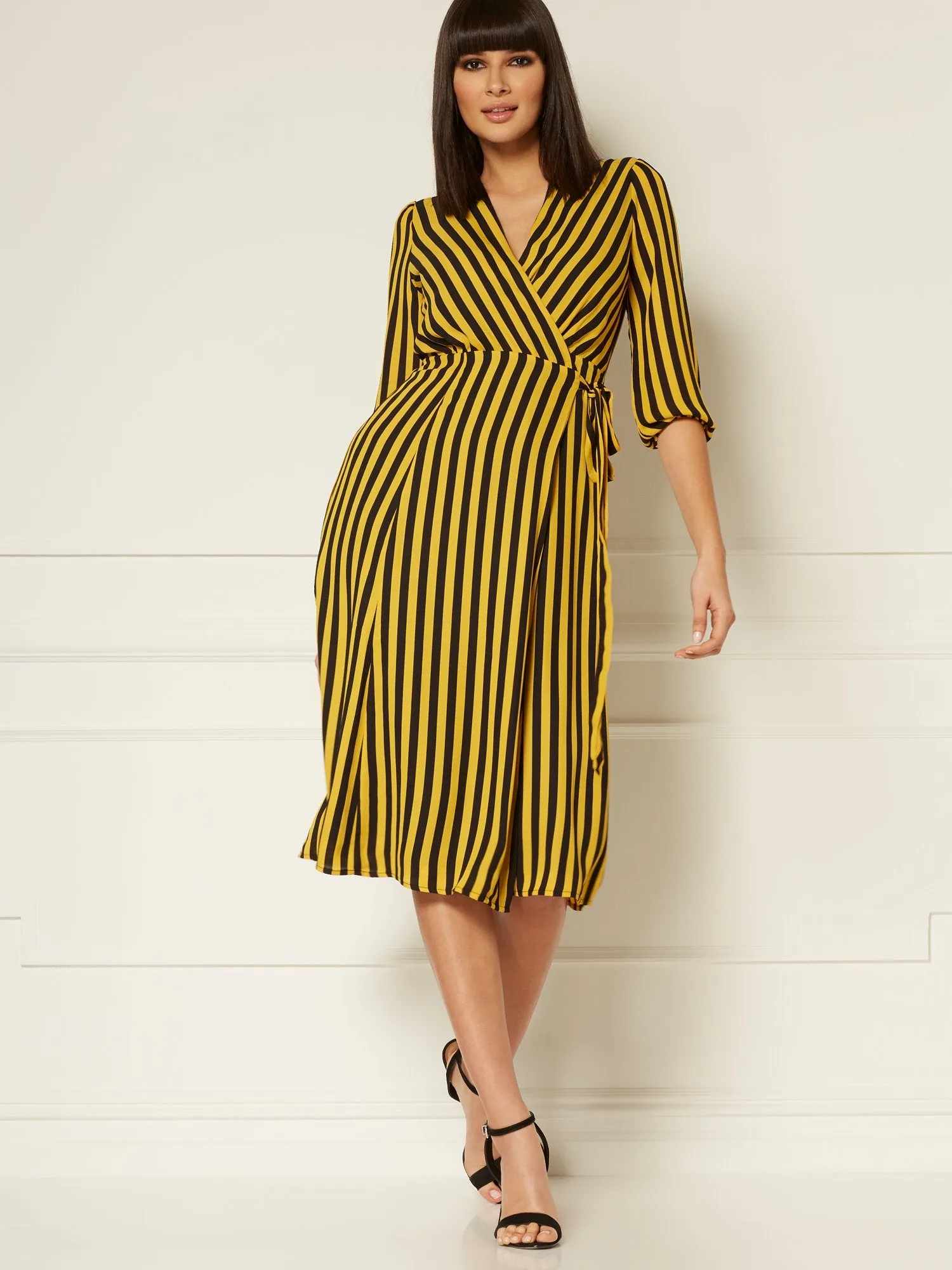 Brenda Stripe Wrap Dress - Eva Mendes Collection