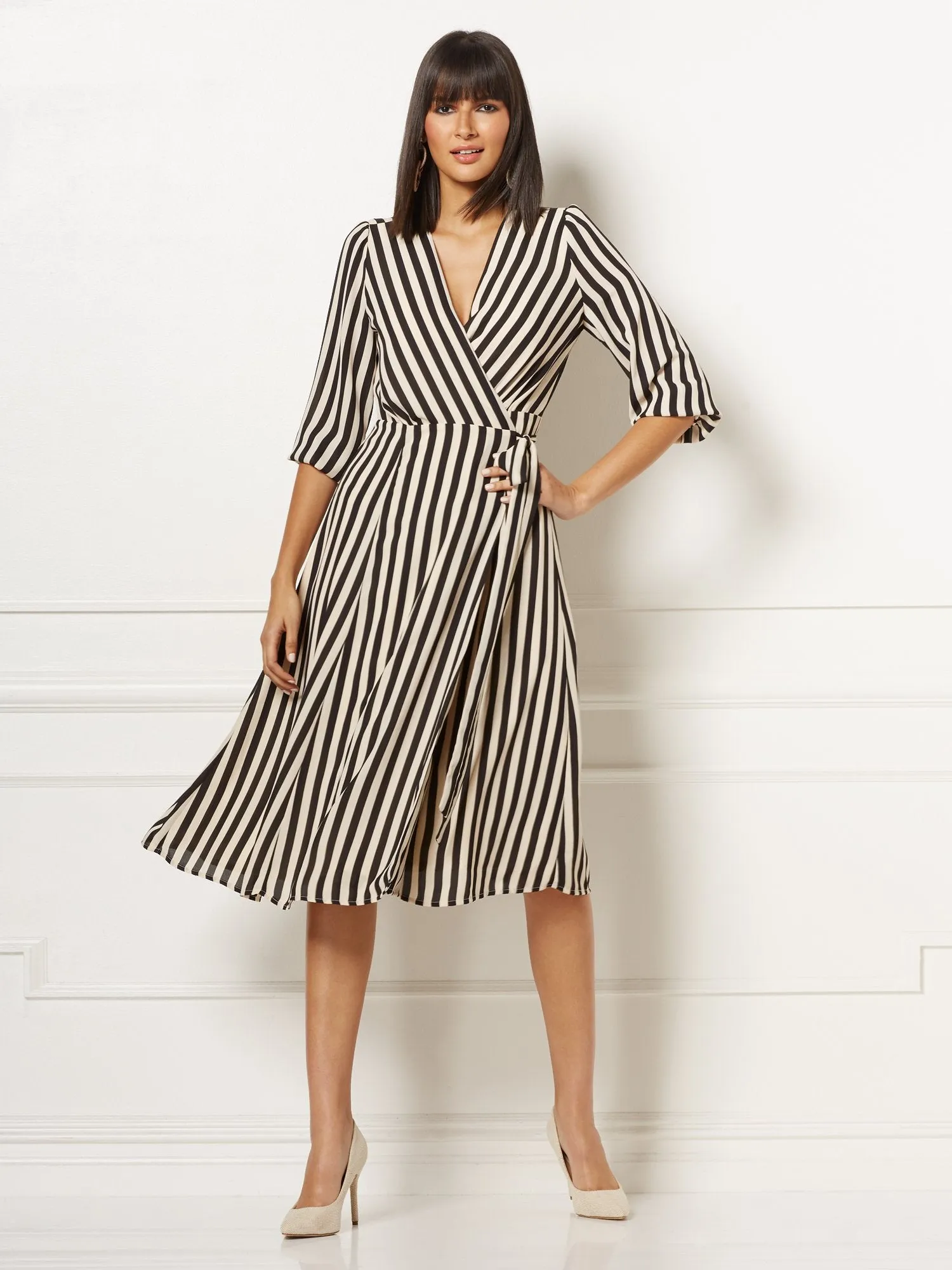 Brenda Stripe Wrap Dress - Eva Mendes Collection