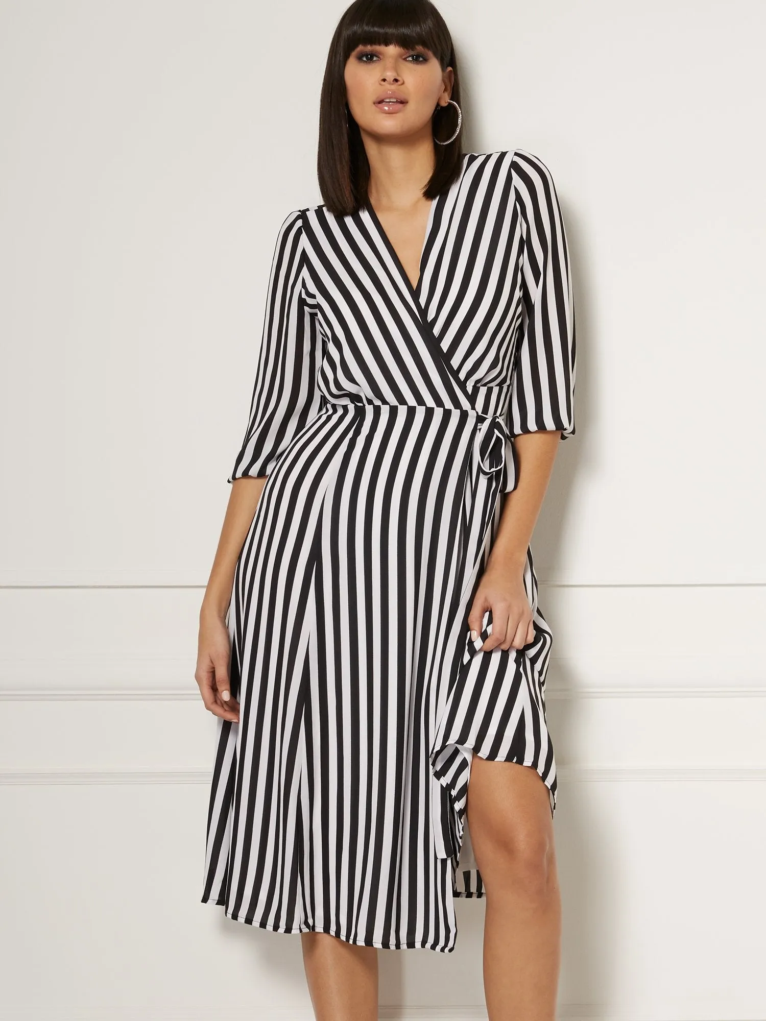 Brenda Stripe Wrap Dress - Eva Mendes Collection