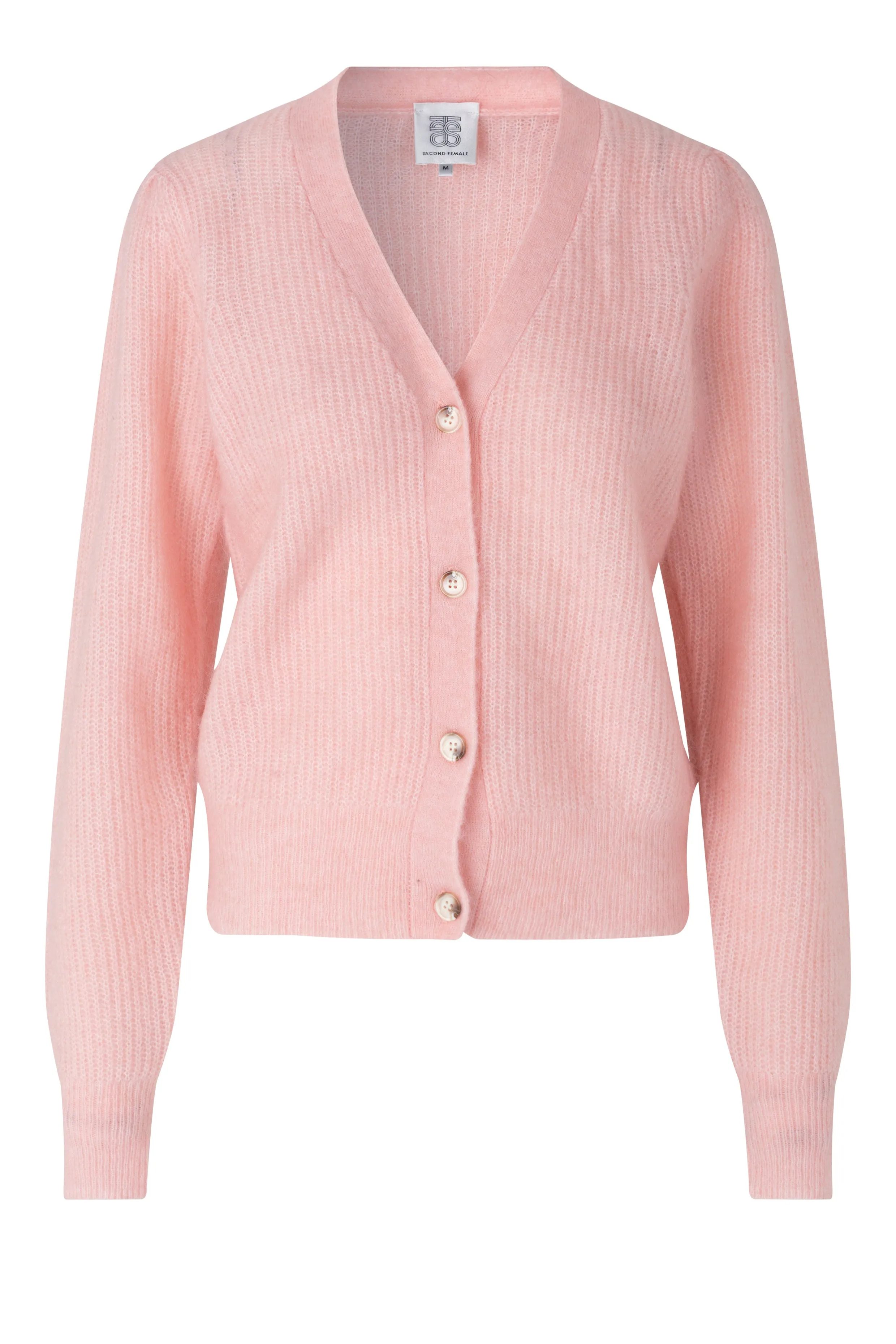 Brooky Knit Puff Cardigan - Silver Pink