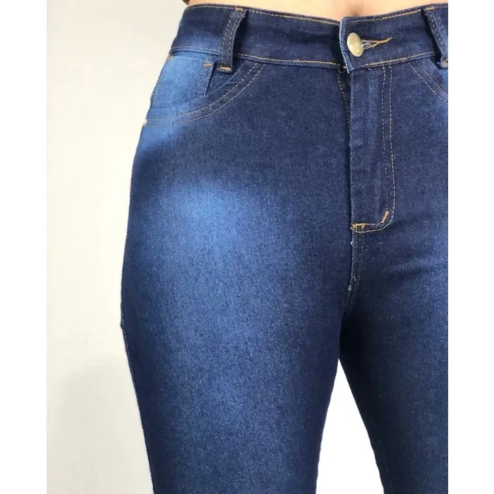 Calça Feminina Jeans Skinny Com Lycra Cintura Alta Levanta Bumbum Moda Gringa Blogueira Linha Premium Com Elastano 36 38 40 42 44 46