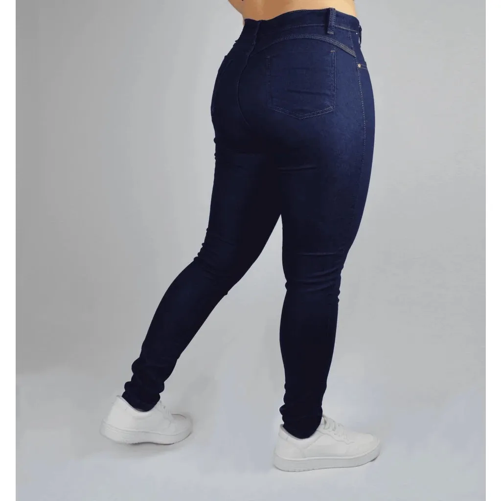 Calça Feminina Jeans Skinny Com Lycra Cintura Alta Levanta Bumbum Moda Gringa Blogueira Linha Premium Com Elastano 36 38 40 42 44 46